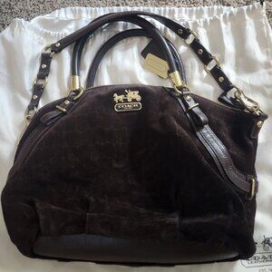 Coach Brown Suede slouchy hard bottom shoulder bag with top handles